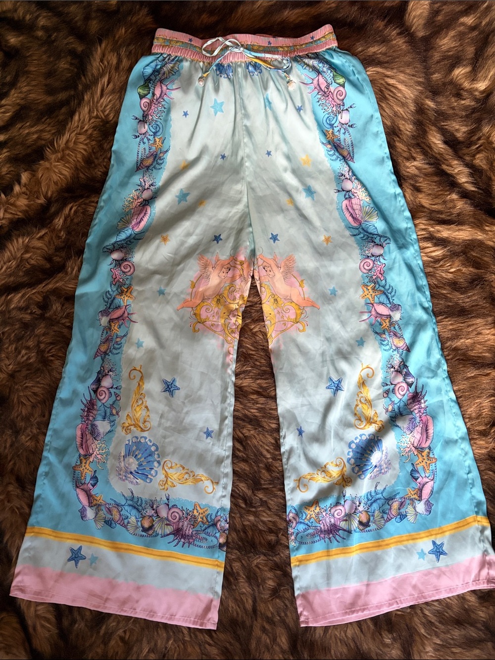 Rachel Zoe Sea Shells and Cherubs Palazzo Pants Size Small